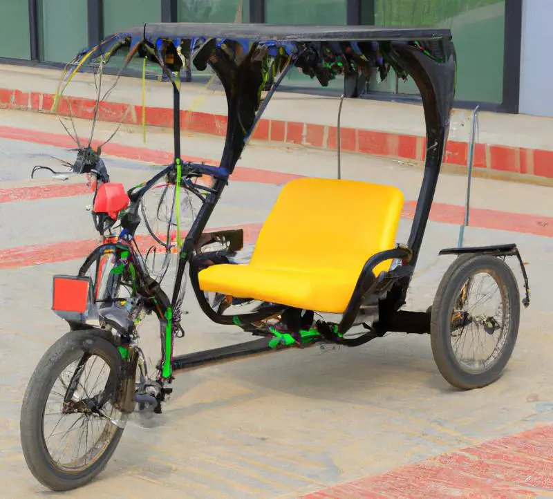 tricycle with a noticeable lean to one side